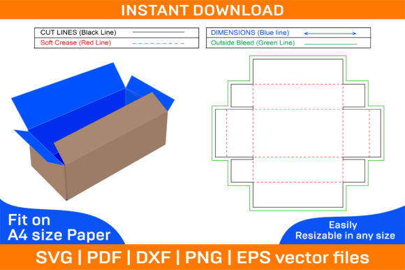 Corrugated Foldable Box Dieline Template for Custom Projects