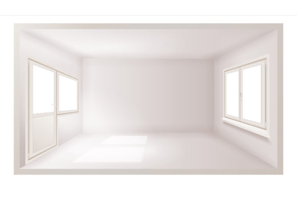 Empty Room Vector with Sunlight and Empty Wall
