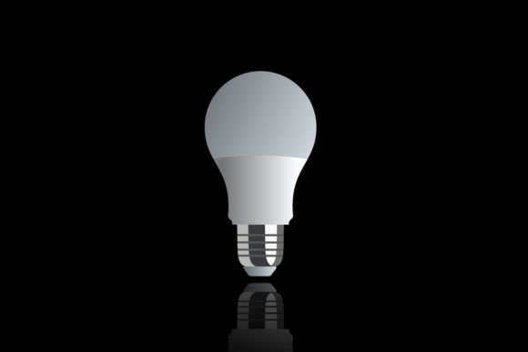 White 3D Light Bulb on Black Background: A Modern Design Element for Creative Professionals