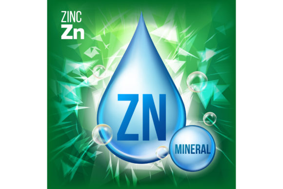 Zn Zinc Vector: Mineral Blue Drop Icon for Beauty, Cosmetic, and Health Promotional Design